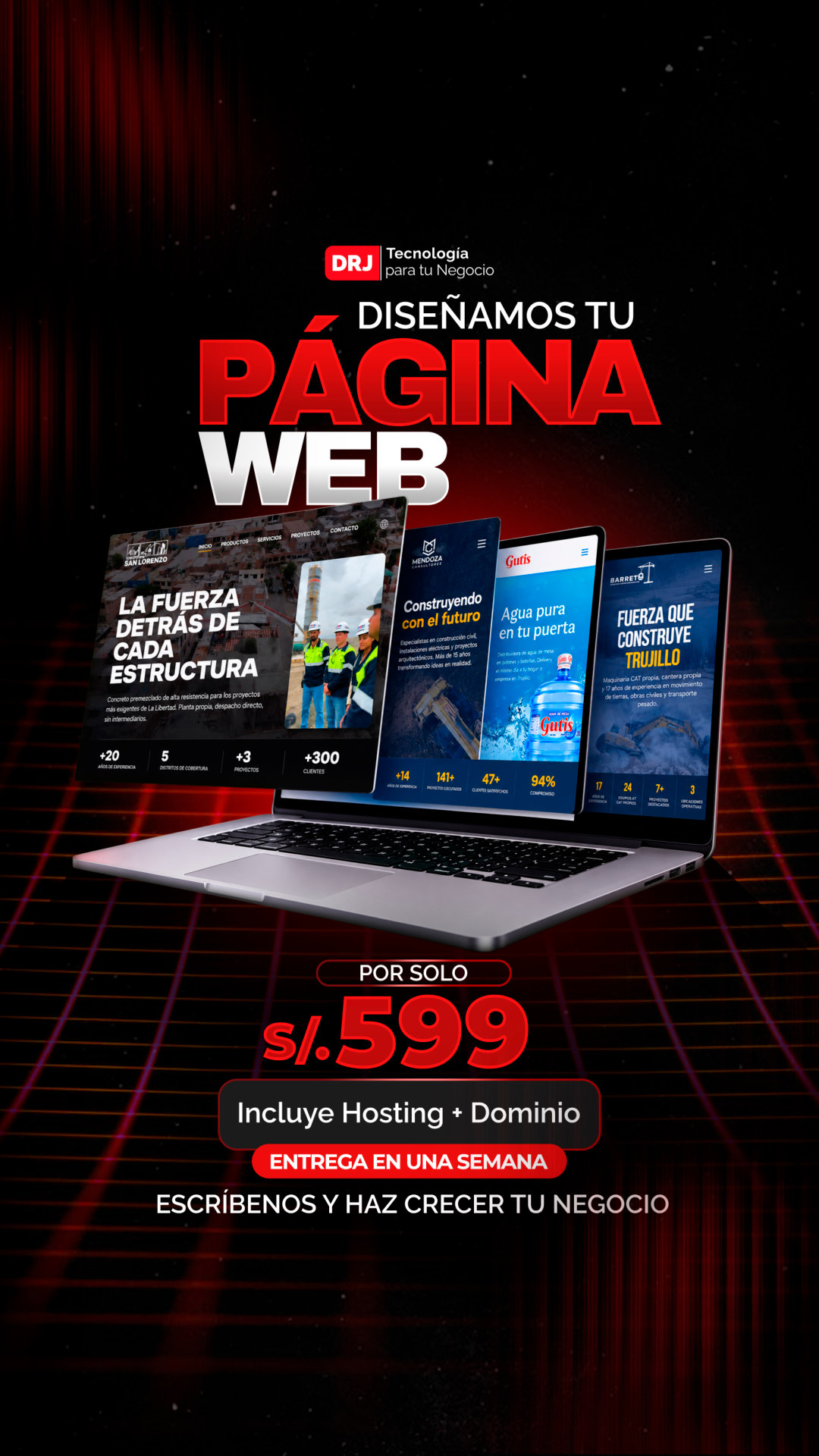 Diseñamos tu página web por solo S/ 599. Incluye hosting y dominio. Entrega en una semana.